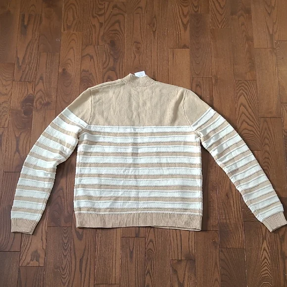 New J. Crew Women's Tan and Cream Striped Open Cardigan Swearter Size Xs - Picture 7 of 9